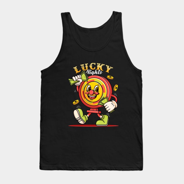 Lucky night. Gambling machine mascot character carrying money Tank Top by Vyndesign